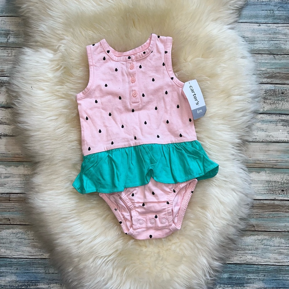 Carter’s Baby Girl Watermelon Sunsuit sz 6M NWT!